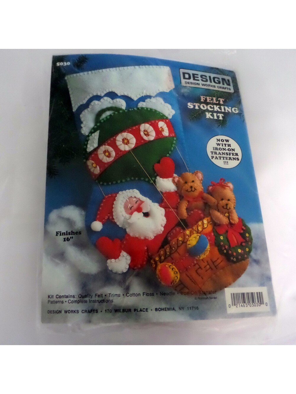 Design Works Crafts Christmas Felt Stocking Kit Santa and Bears Hot Air Balloon